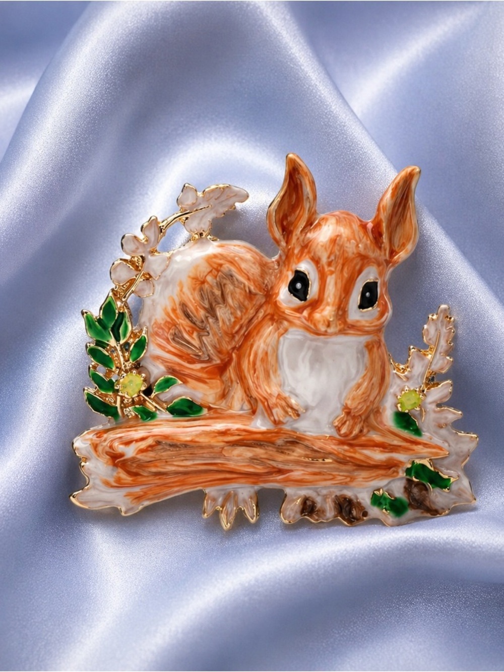 Adorable Squirrel Woodland Gold Brooch